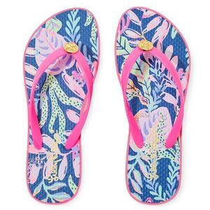 LILLY PULITZER Flip Flop Oyster Bay Navy Pool Shoe Sandal - Size 9/10